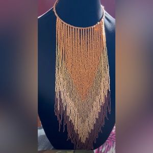 Long Beaded Necklace: Shades of Brown